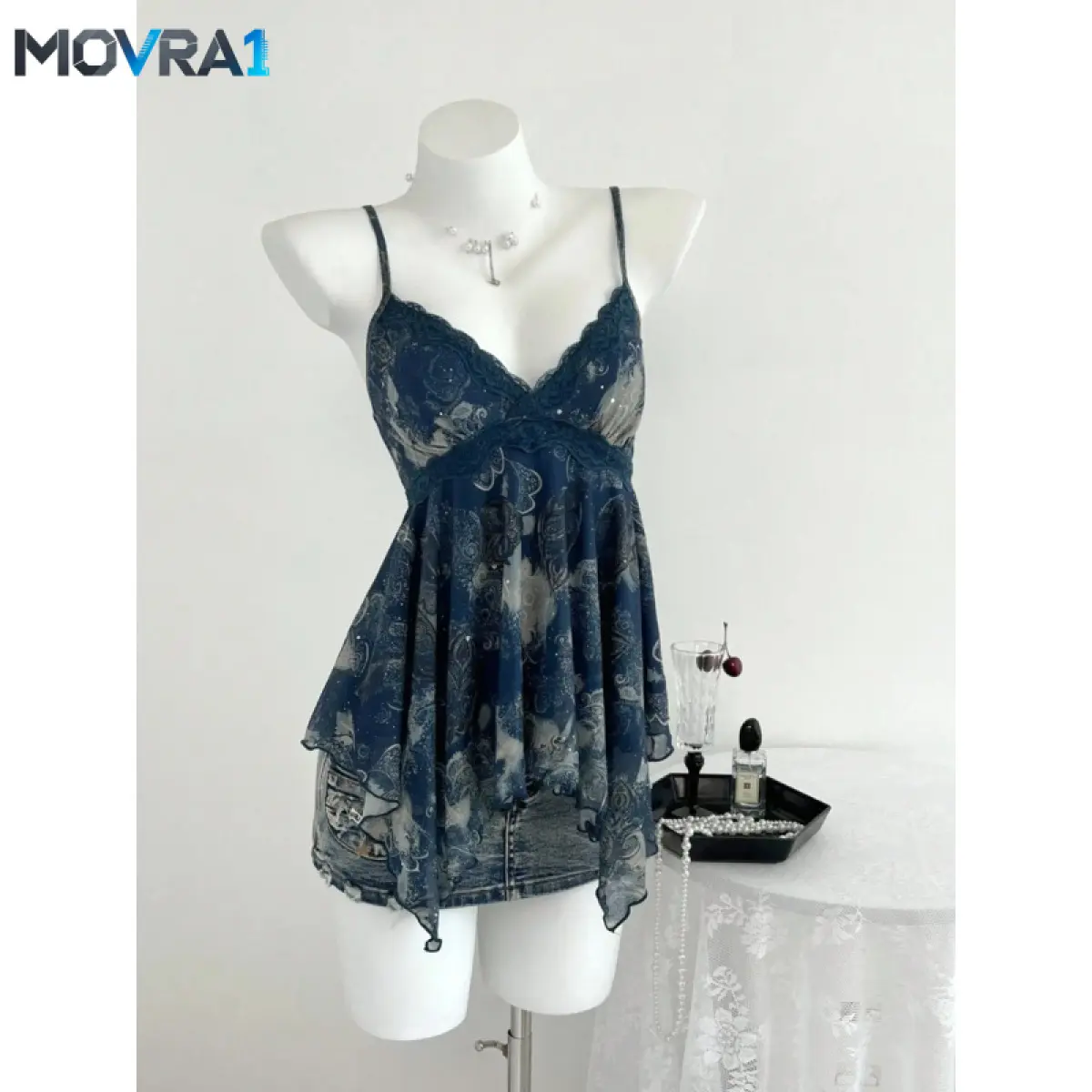 MOVRA1 New Fashion Y2K Style Casual Chic Sleeveless Top Asymmetrical Hem Floral Print Backless Vest Shoulder Straps Casual Women's Wear Womenswear Casual Sleeveless Tank