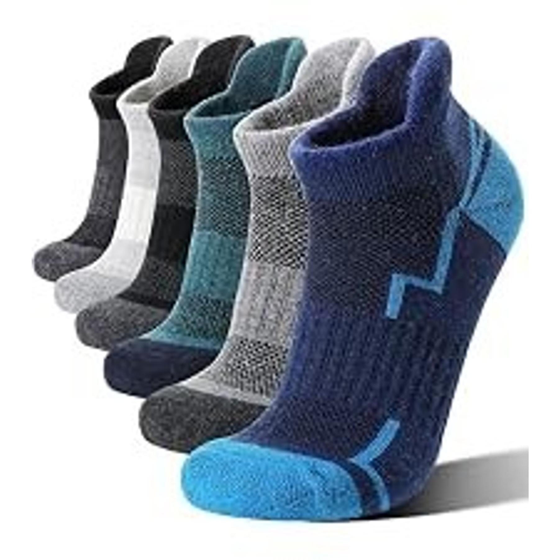 6 Pairs Merino Wool Ankle Hiking Running Socks Compression Support Thick Athletic Low Cut Socks for Women Men