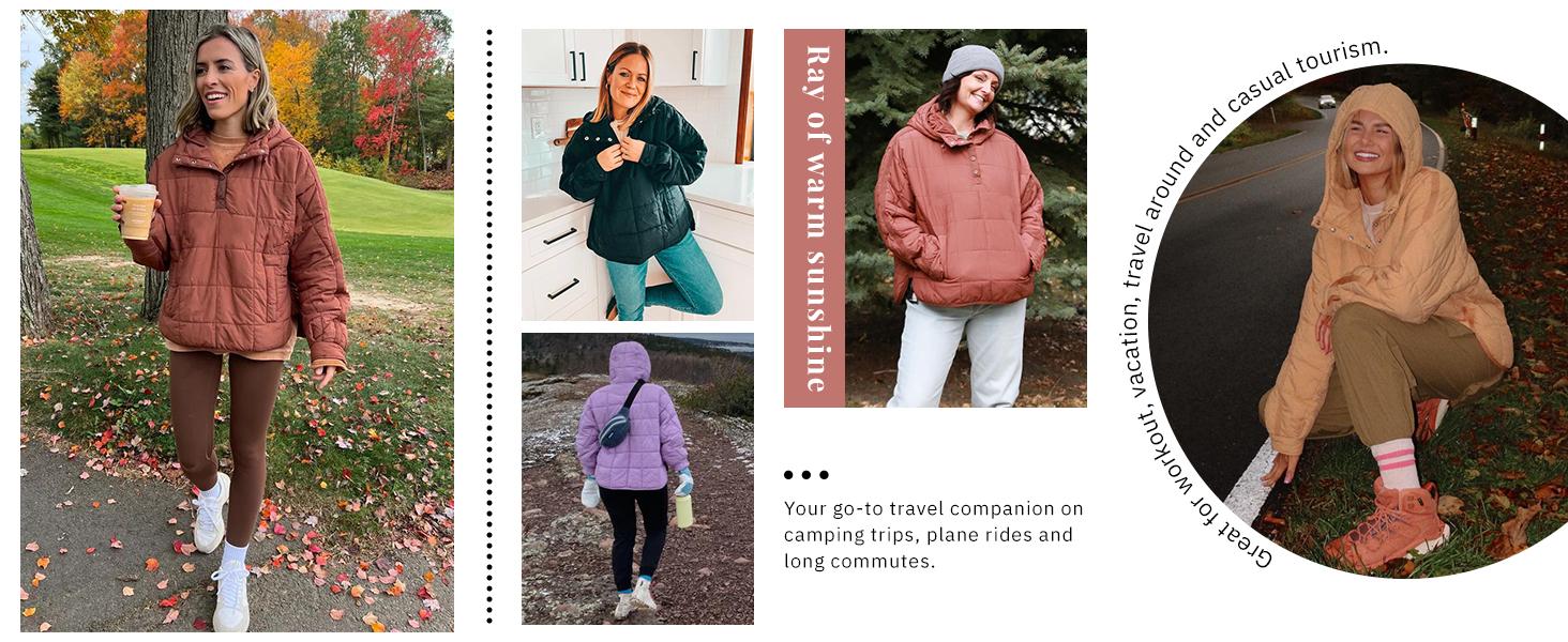Construction detail of Women's Oversized Hooded Long-Sleeve Puffer Jacket