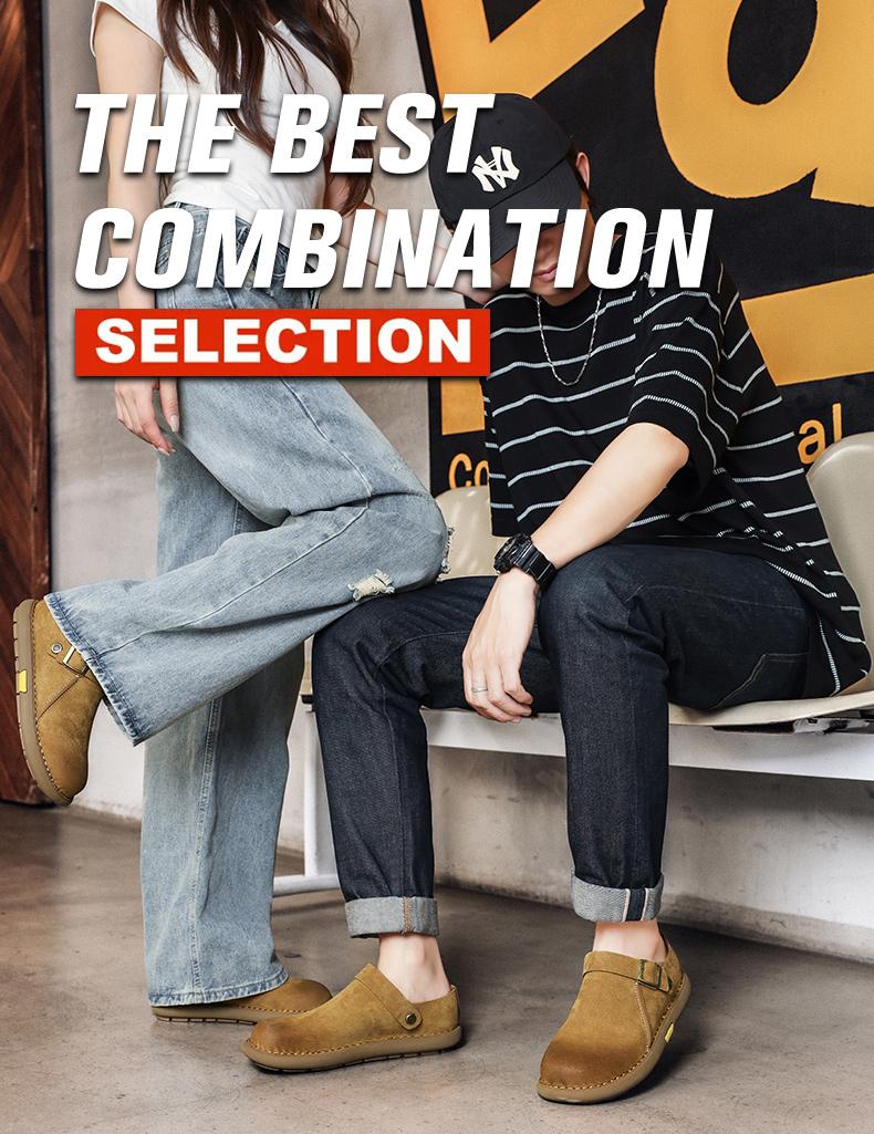 Men's Faux Suede Mules with Adjustable Buckle Strap, Comfortable Round Toe Mules, Slip-On Outdoor Casual Slingback Shoes,Comfortable Two-Way Slingback Office Shoes for Camping & Daily Wear,Big Size 10 11.5 11 12