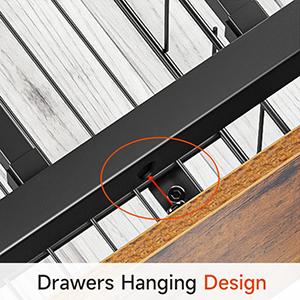 Full/Queen/King Bed Frame with Wood Headboard, Platform Bed Frame with Under Bed Storage and Metal Legs, No Box Spring Needed-Rustic Brown