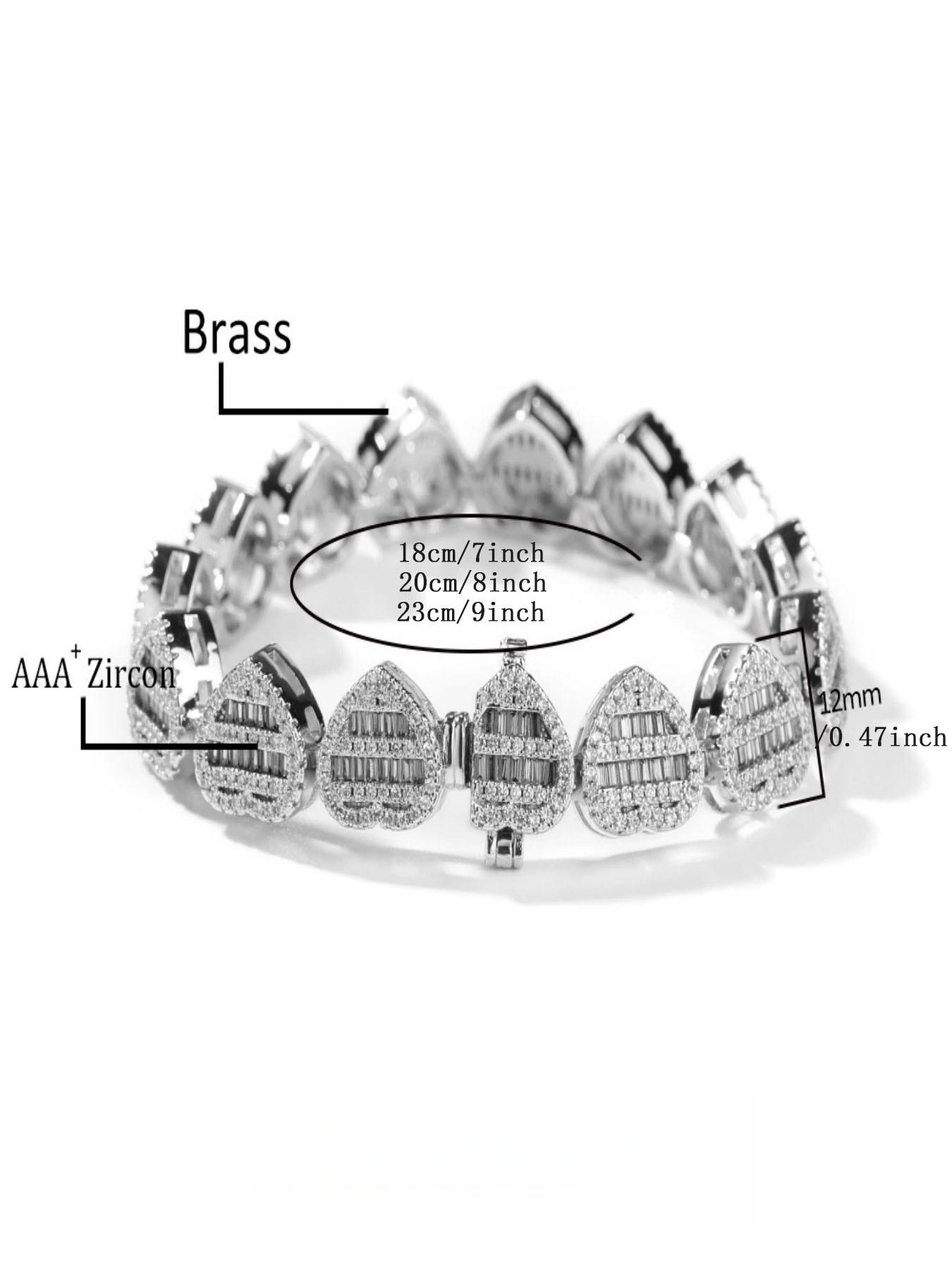 Love Heart Series Hot Sale Bracelet Baguette Heart Shaped Design Chain Pretty Fashion Bracelet Jewelry Set for Women Men