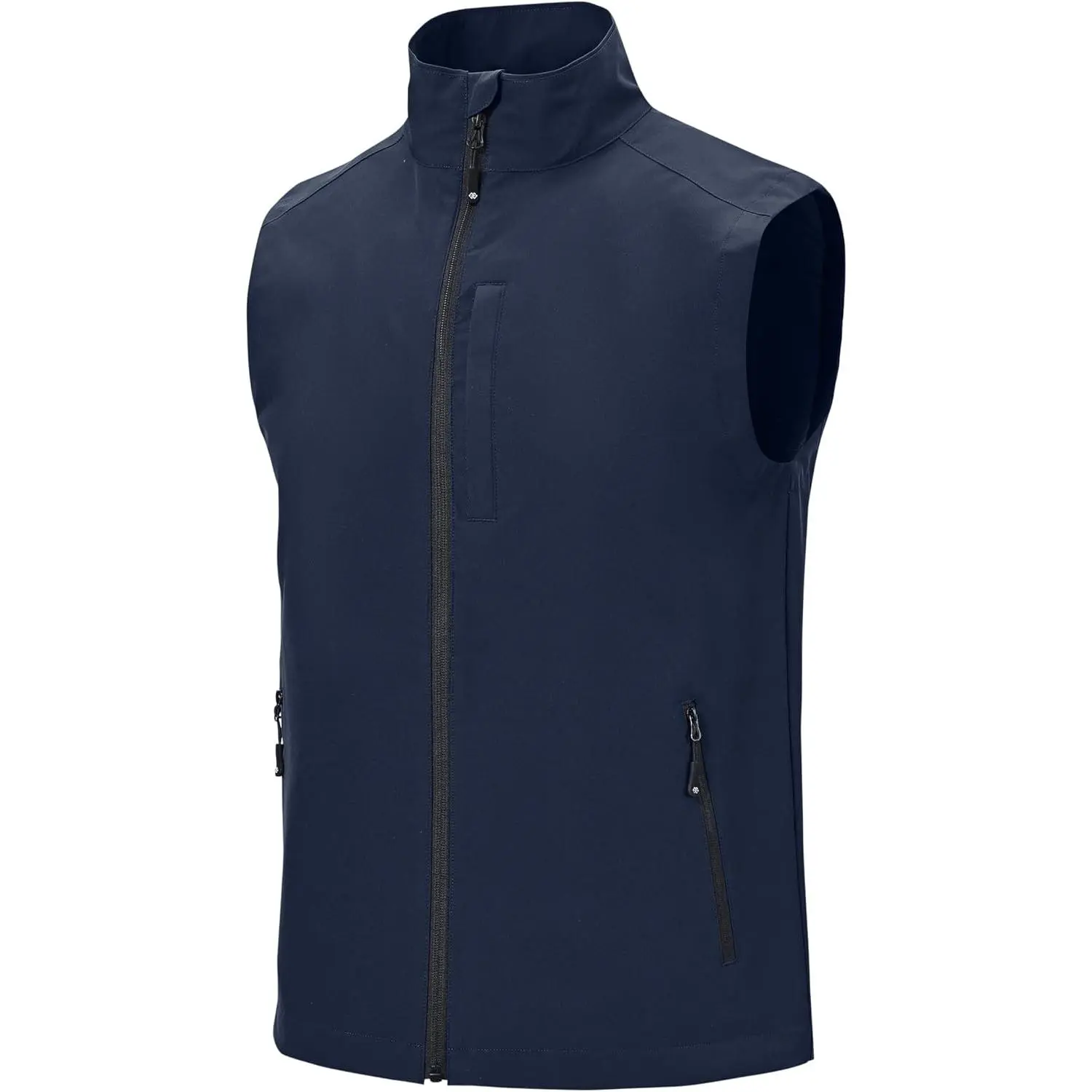 MoFiz Men's Softshell Vest - 4-Way Stretch, Lightweight, Windproof, Water-Resistant, Drawstring, Sporty, 3 Zipper Pockets, Easy Packable, Multi-Size for Golf, Hiking