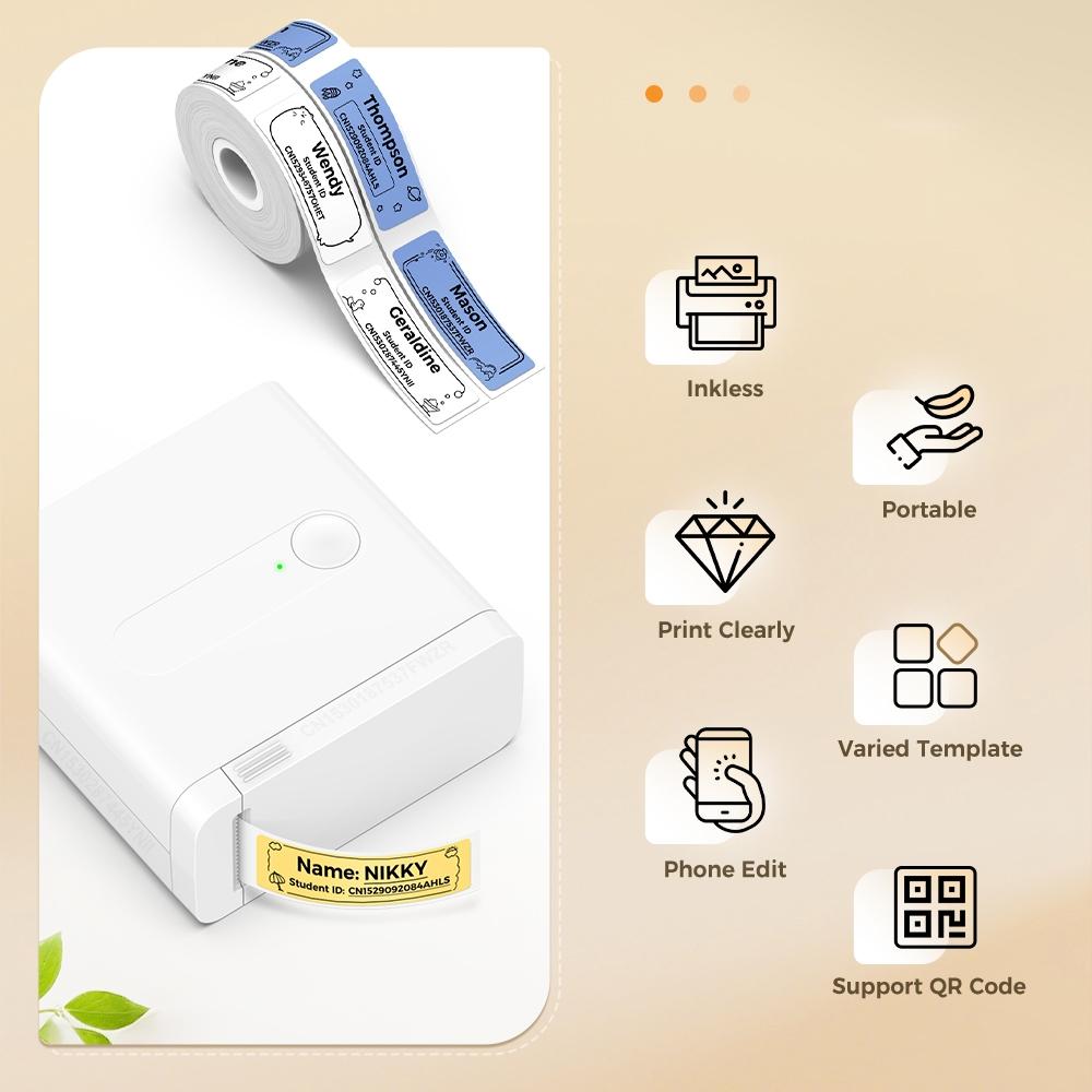 Mini Sticker Printer Bluetooth-compatible Label Maker, Portable Thermal Sticker Maker for Home Office Organization, Durable Design & Easy-To-Use Features