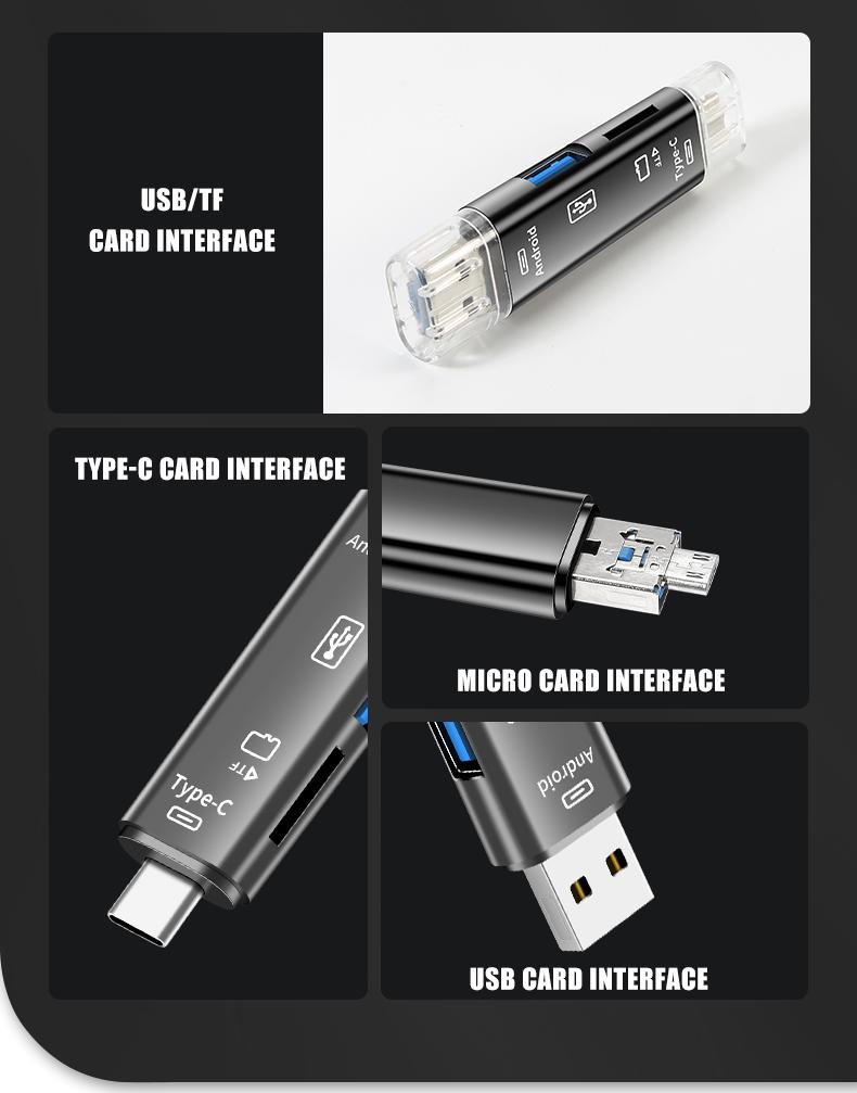 New 5 IN 1 Multifunction USB 3.0 Type C USB Micro USB SD TF Memory Card Reader For Android Computer Dock OTG Type C Adapter