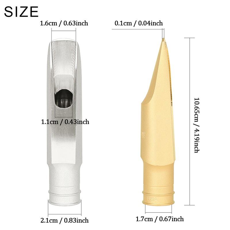 SLADE Brass Alto Sax Metal Mouthpiece Silver or Gold Plated with Wooden Gift Box, Sax Mouthpiece Upgrade for Practice Performance Gift