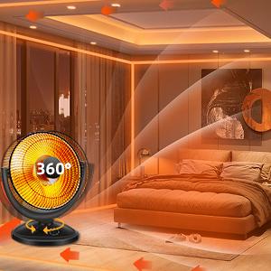 Space Heater, Portable Heater Electric Ceramic Small Heater Indoor Use Oscillating Radiant Dish Heater Overheat Protection Quiet with Adjustable Tilt for Home or Office, 800W Black