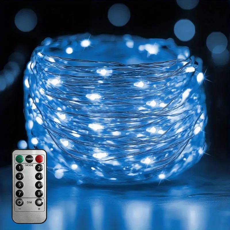 Remote-Control Eight-mode Copper Wire String Lights, Atmosphere Remote-Control Fairy Lights, Indoor Decoration for Bedrooms and Living Rooms, Decoration for Birthday Parties, and String Lights for Christmas and Thanksgiving Scene Setup.