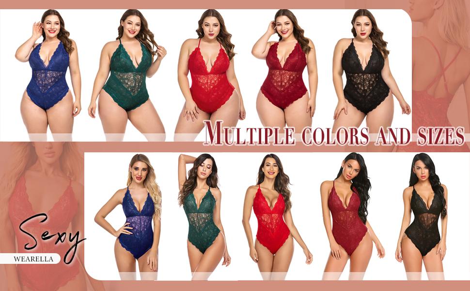 Avidlove Women Snap Crotch Lingerie Lace Bodysuit  V One Piece Lace