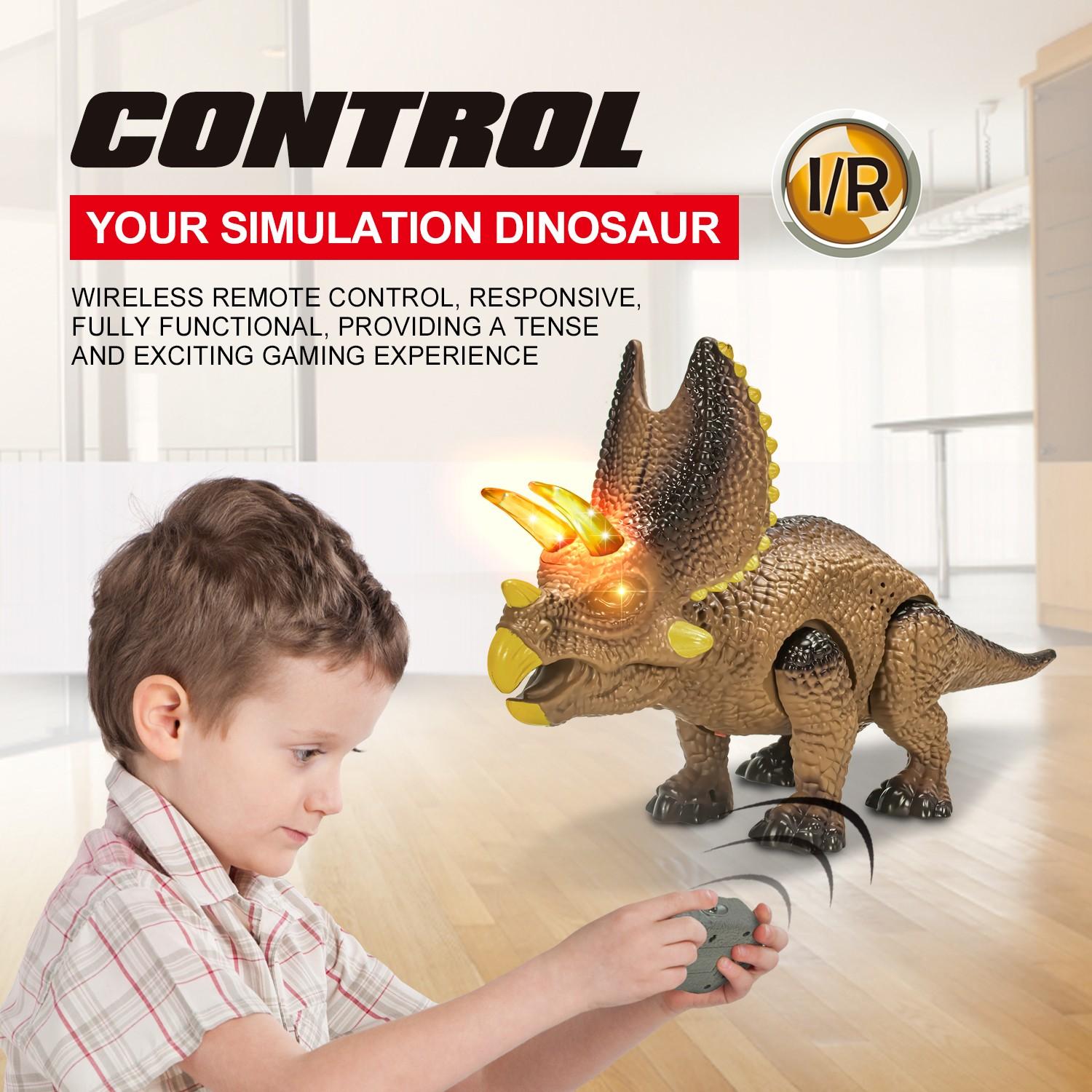 Remote Control Dinosaur Toy, Trike Sound Walking with Lights, Unisex Gift for Boys Ages 3-6, Requires Aa Batteries (not Included)