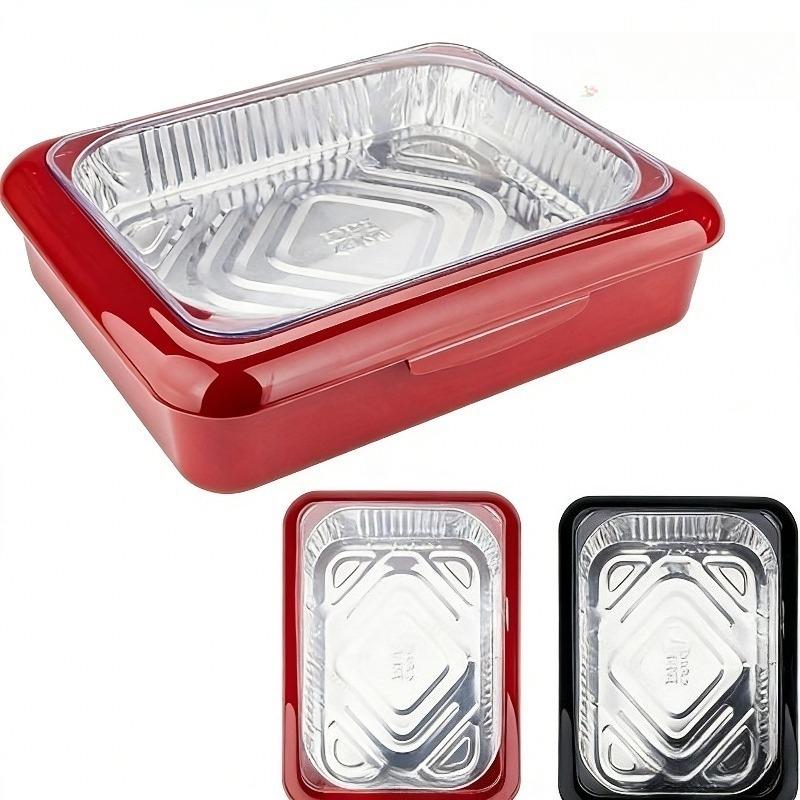 A set of elegant wok 2-in-1 reusable plastic food storage boxes with 1 foil tray for outdoor parties, celebrations, Christmas and Thanksgiving gifts