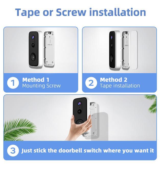 【2026 Flash Sale 】JOOAN Free Cloud Storage 2K Doorbell Camera, 2.4G WiFi Only Smart Wireless Charging Camera, Supports: Human Detection, Motion Detection, Two-Way Audio, Night Vision, Instant Alarm, Indoor And Outdoor Apartment Surveillance Cameras