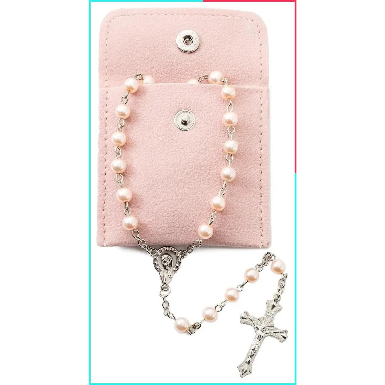Catholic Rosary Necklace for Women - Artificial Pearl Rosary Beads, Solid Color Simple Style, Religious Gift for Women