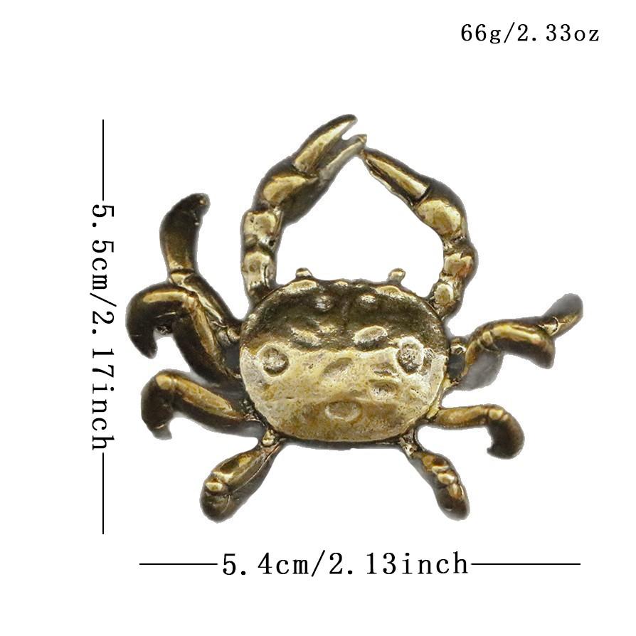 Brass Crab Desktop Ornament Model, Metal 3D Ocean Creature Statue, Decorative Craft Item, Unique Home Decoration Piece