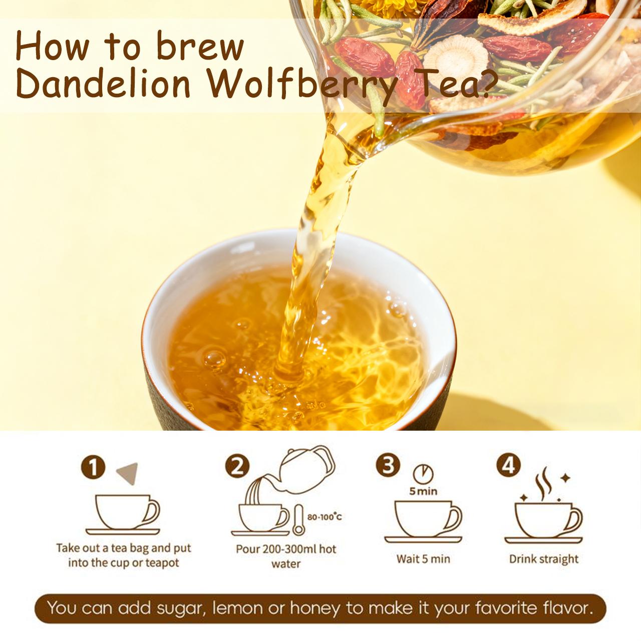 Dandelion  Wolfberry Tea - a Natural Tea that Nourishes the Liver and Kidneys, a Traditional Healthy Tea for Men and Women, 120g Natural Ingredients Individually Packaged