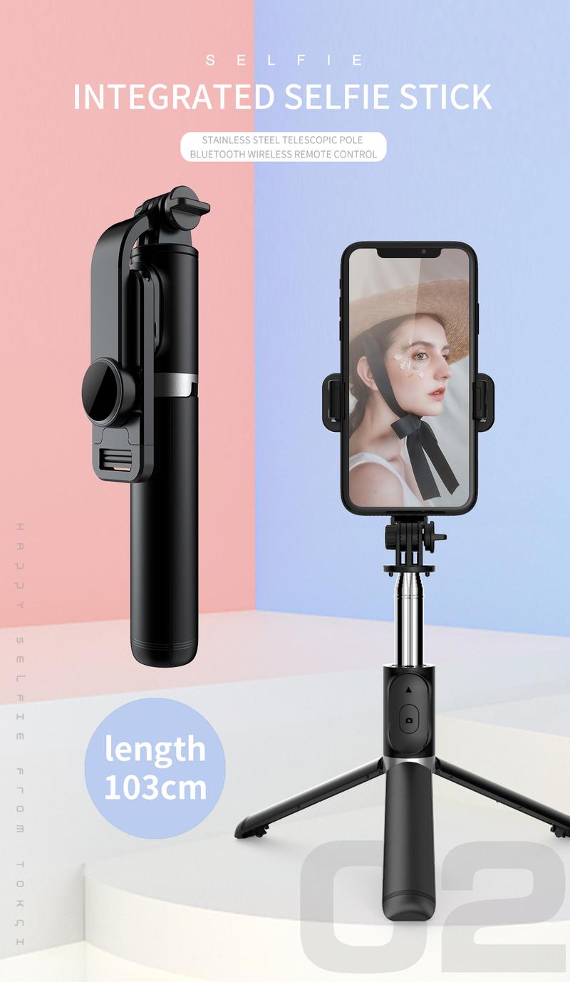 Selfie Stick Tripod Stand with Wireless Remote, 360 Degree Rotation, Extends to 101.6 Cm, Abs Material, Battery Powered, Travel and Photography