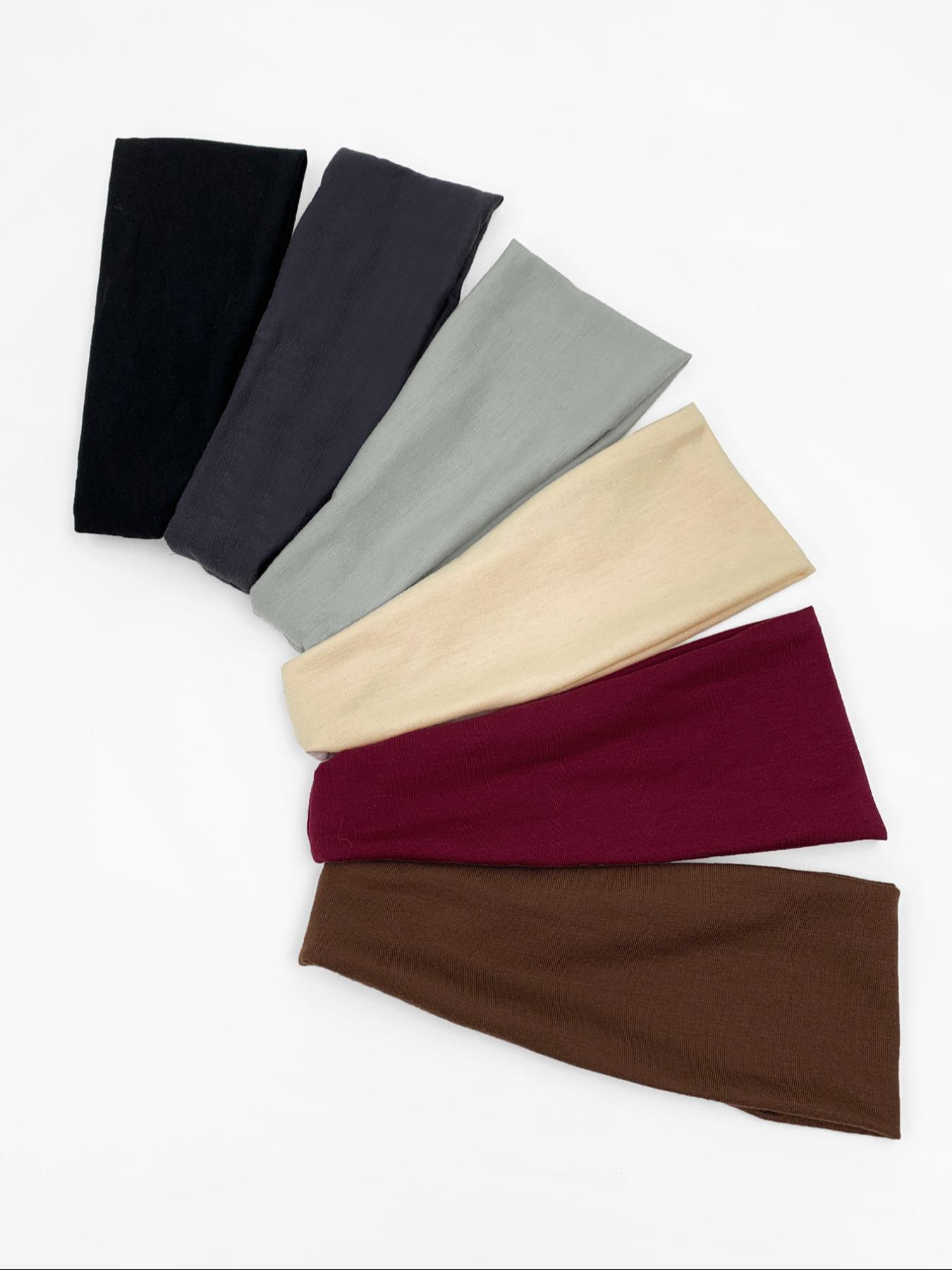 6pcs Solid Color Hair Band, Sweat Absorbing Elastic Hair Band for Men & Women, Sporty Headband for Running, Fitness, Sports Headband, Workout Headband