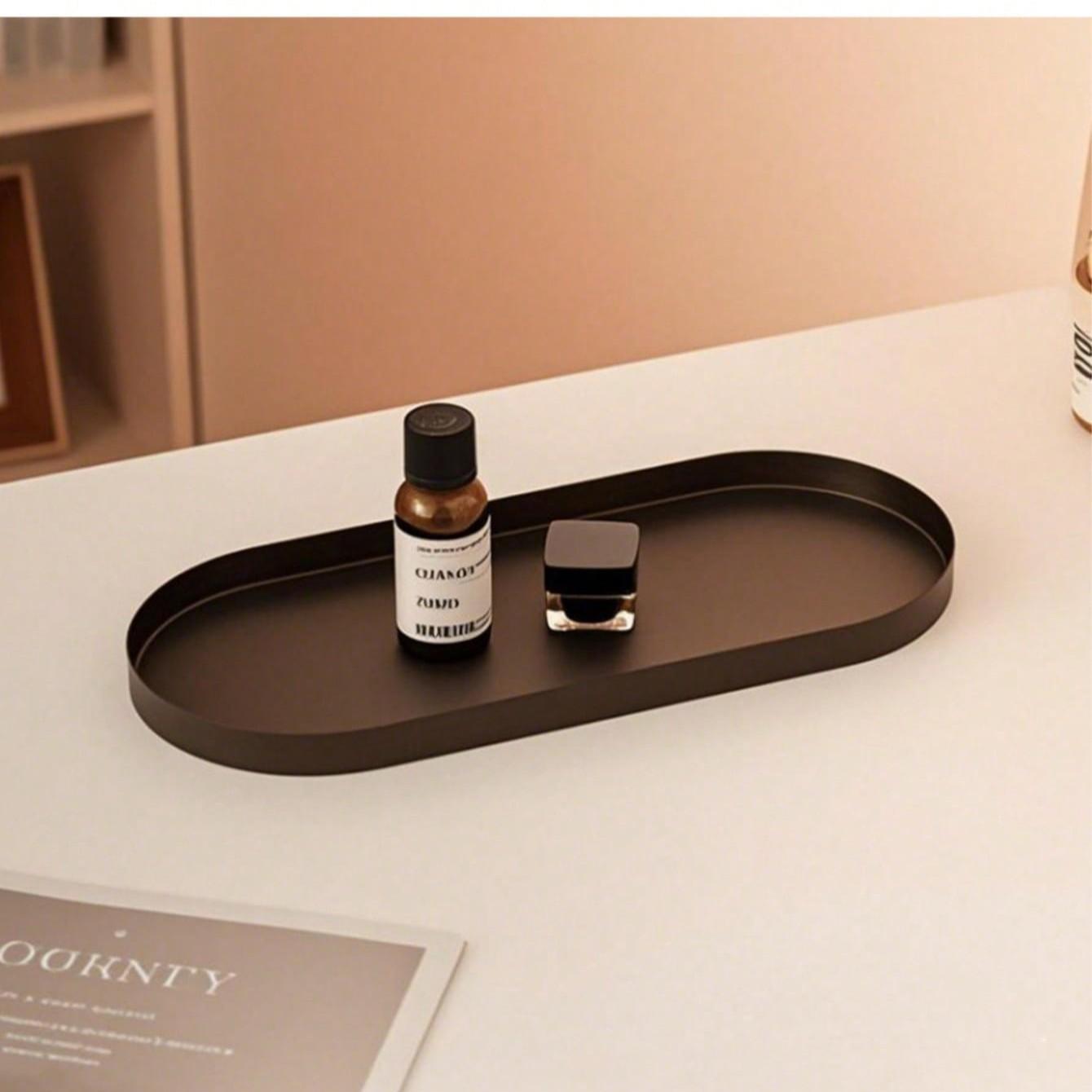 Minimalist Oval Tray, Desktop Cosmetics Organizer, Matte Bathroom Makeup Desk Storage, Jewelry Holder, Decorative Tray