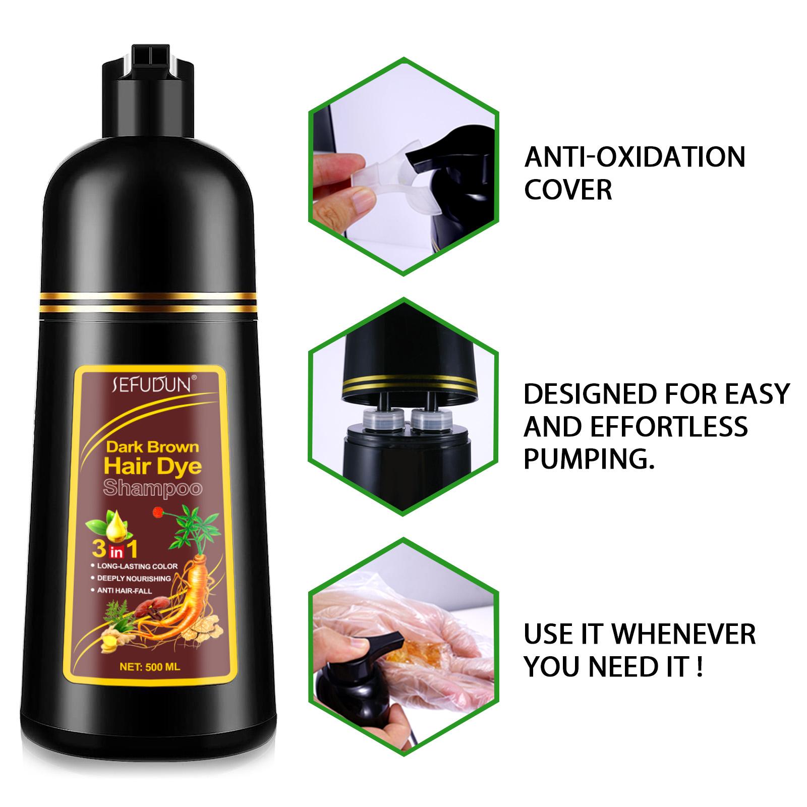 Sefudun 3-In-1 Hair Dye Shampoo /, Combines Coloring & Conditioning, Herbal Formula, No Damage, DIY Salon Quality at Home