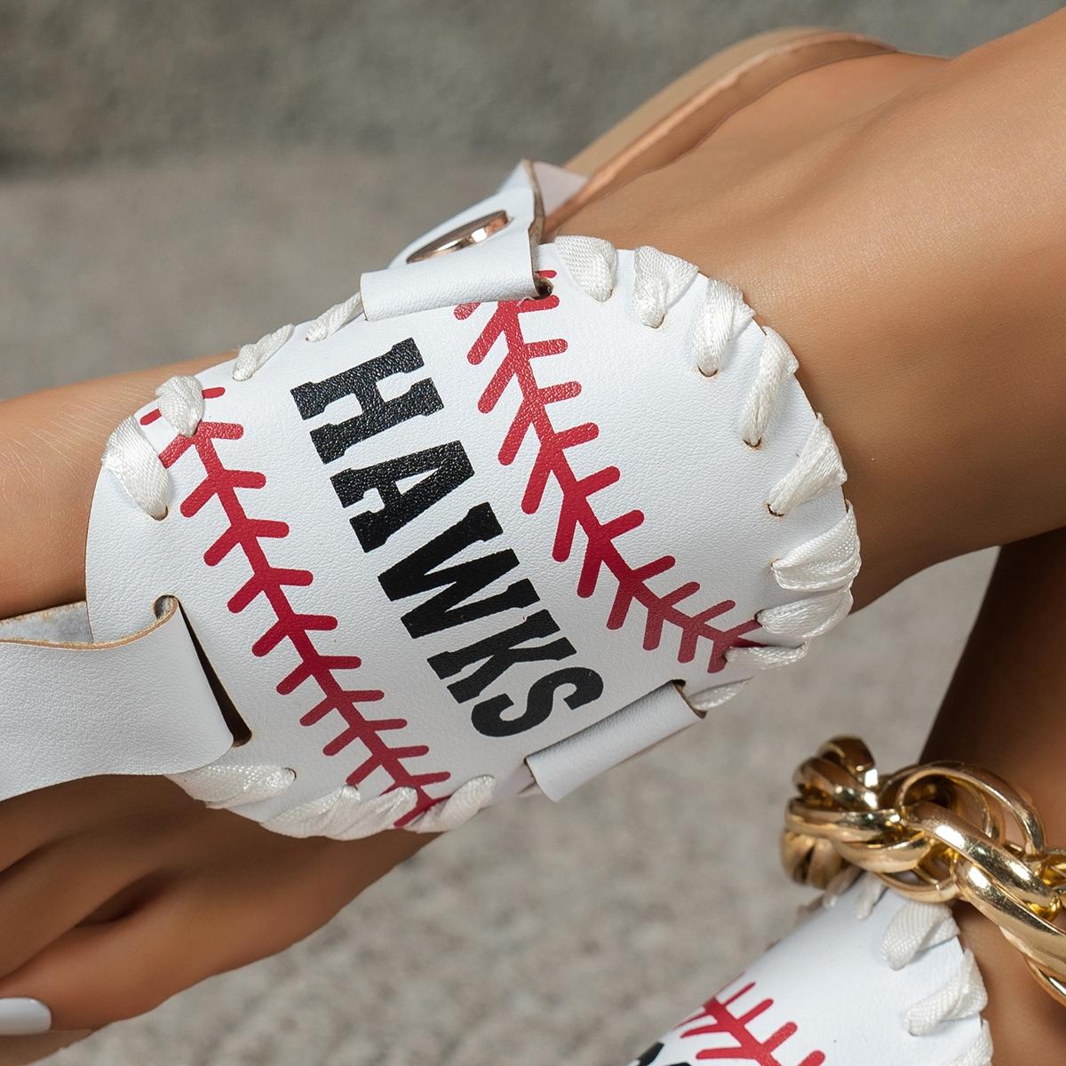 New foreign trade baseball-themed toe-loop sandals featuring the HAWKS team’s number 99. Casual, versatile, flat women’s shoes.