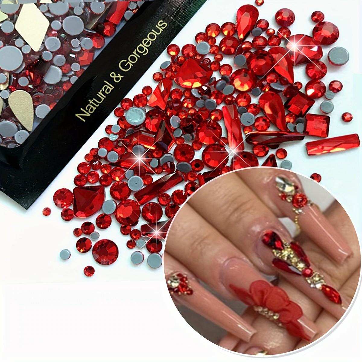 190pcs Moonlight Sparkle Nail Art Rhinestones, Champagne Unflavored, Super Shiny Multi-Shape Gems for DIY Crafts & Fashion Design