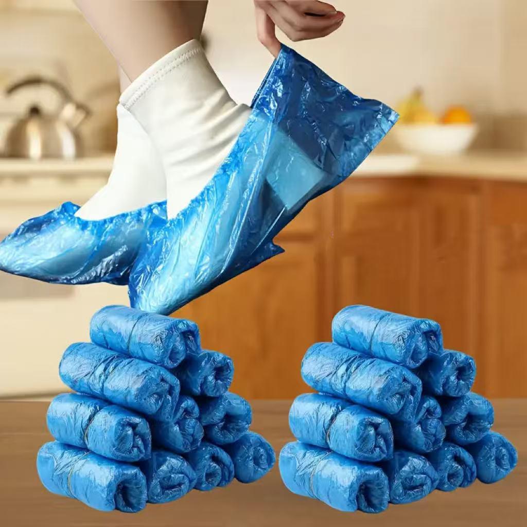 100pcs Multi-Purpose Disposable Shoe Covers, Waterproof Cover, Durable Plastic Shoe Protectors, Home Travel Work Use, Transparent Design, Floor Protection