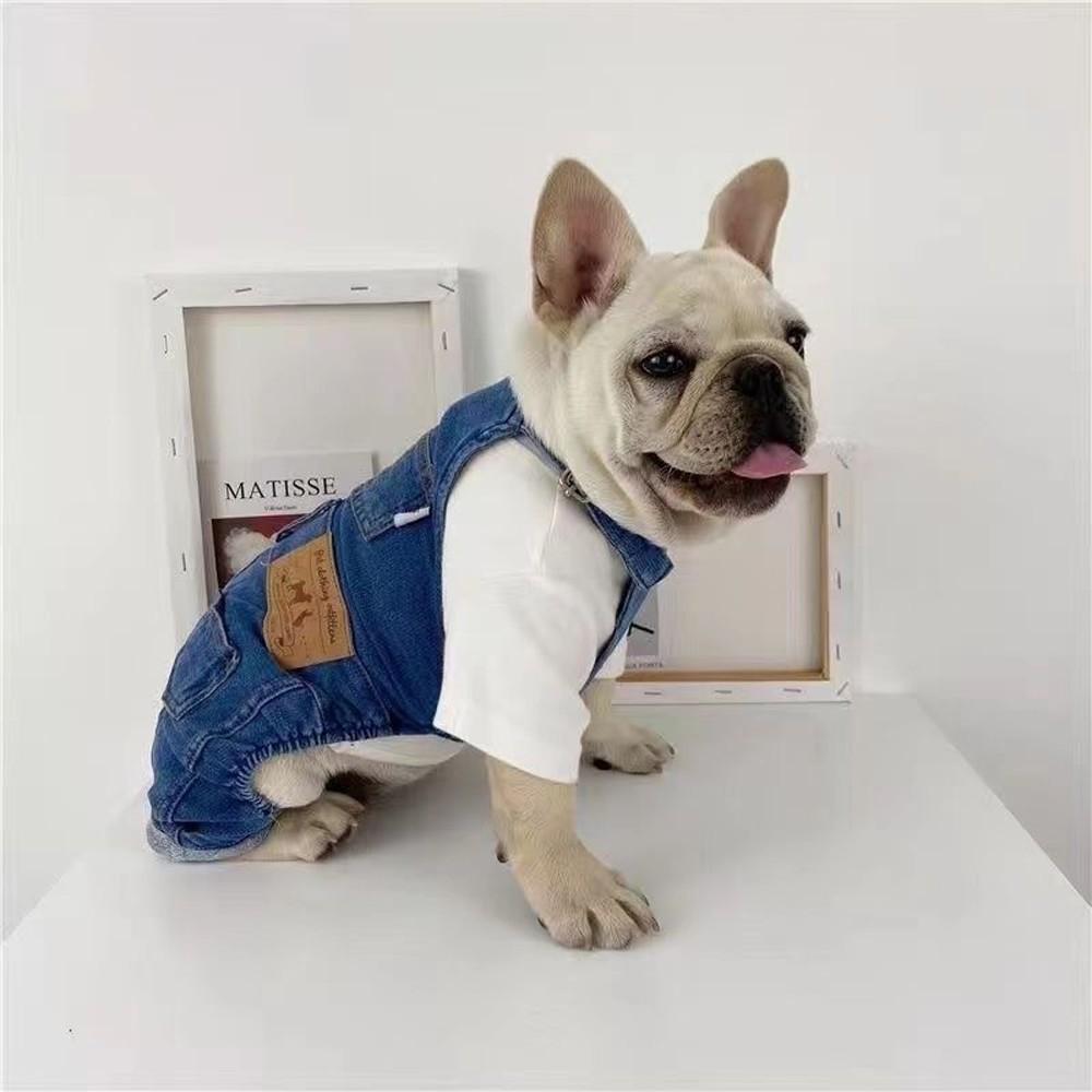 New Summer Pet Clothes, Washed Denim Vest for Dogs, Comfortable Elastic Pet Pants, Small Dog Apparel, Stylish and Practical