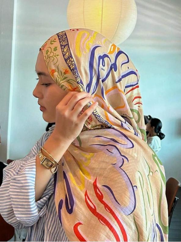 1pc Stylish Graffiti Print Modal Jersey Scarf, Tignon Scarf, Soft & Breathable Hijab for Women, Long Shawl for Everyday & Beach Use, Ramadan Gift