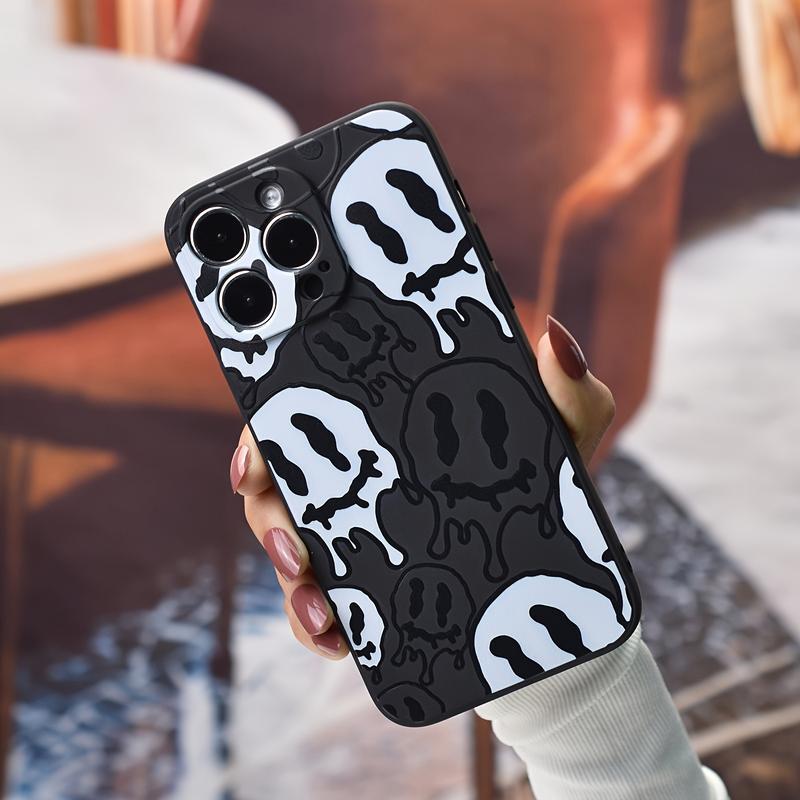 Twisted Smile Face Pattern Phone Case, TPU Decorative Phone Protector Cover, Phone Accessories,phone Case Suitable for Iphone11/12/13/14/15/16/17 Pro Promax Air Plus.