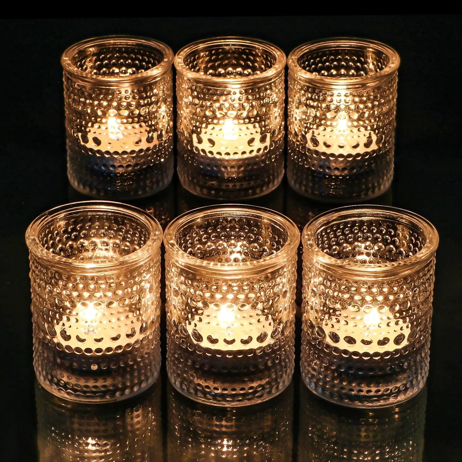 6 Pack Glass Votive Candle Holders Clear Tealight Holder Bulk for Wedding | Preventing Heat-Induced Cracks, Accommodate  Candles,  Glass Material, Decorative, Ideal for Weddings&Parties