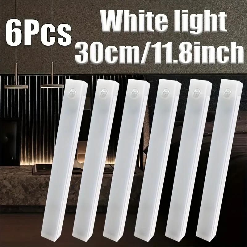 6-Piece LED Motion-Sensor Strip Light Set, USB Rechargeable Adjustable Leds Indoor Lighting for Closet, Cabinet, Kitchen, Desk, Night Light, Hallway and Stairs