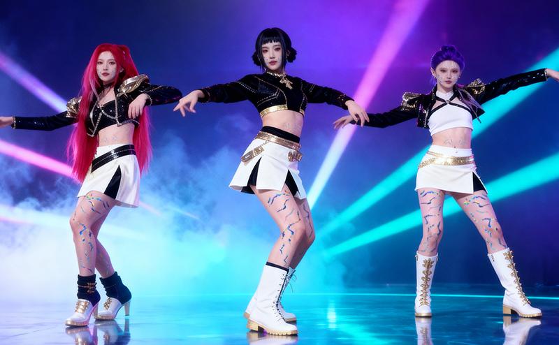 Kpop Girl Group Temporary Tattoos - 8 Sheets Full Body Set Patterns Laser Tattoos Stickers Waterproof Cosplay Costume Accessories for Cosplay Party