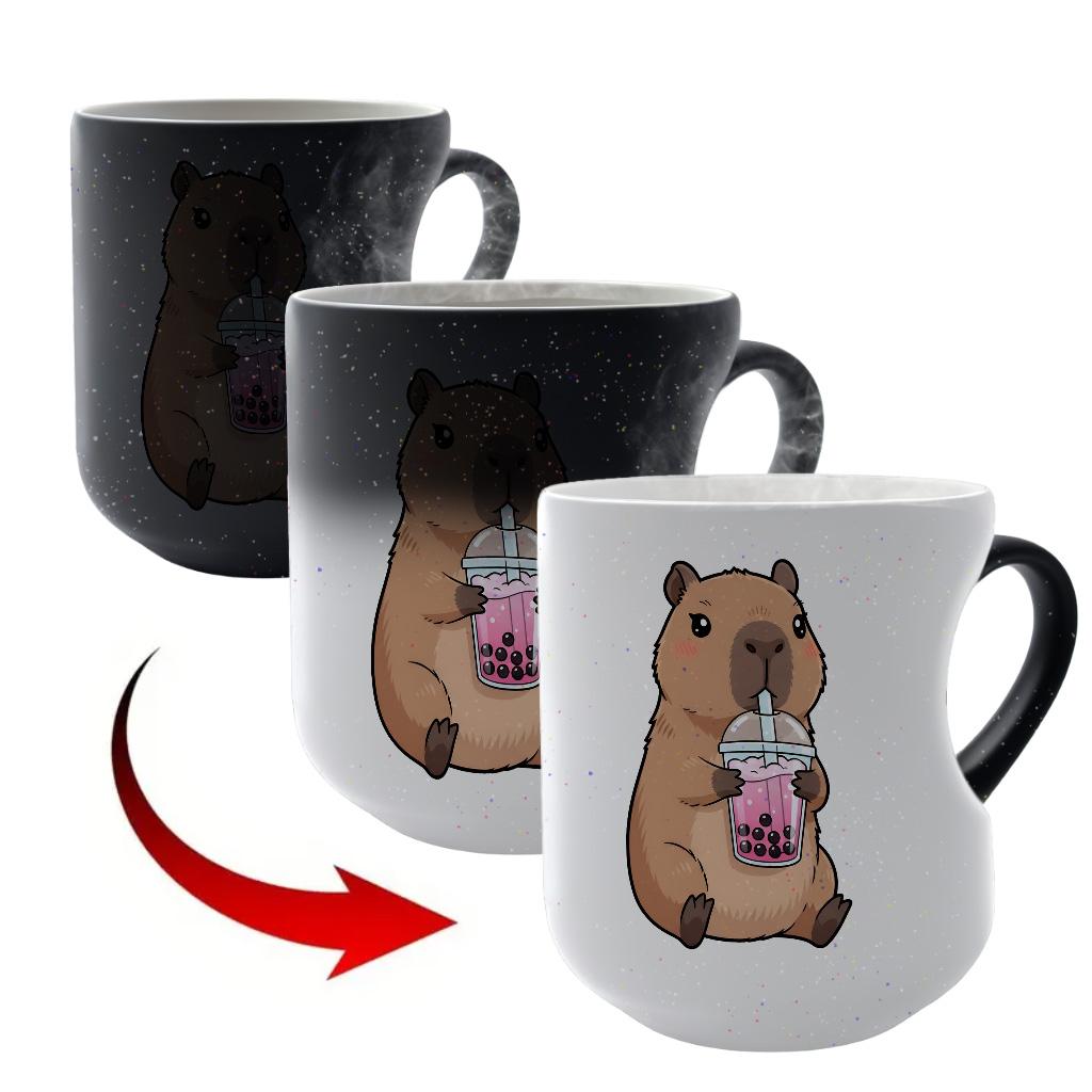 11oz Adorable Capybara Cartoon Color-Changing Starry Night Ceramic Mug, Hand Wash Only, Perfect for Coffee, Tea, or as a Thoughtful Gift for Capybara Lovers, Coffee Cups