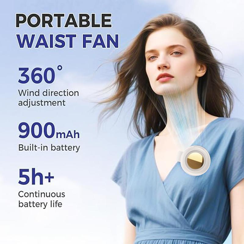 WestDeer Portable Silent Mini Bladeless Electric Fan,Adjustable 3-speed Suspended Waist Fans,Phone Cooling Fan,Personal Fan,Rotating BodyFan Suitable for Outdoor Travel,fathersdaygift,rechargeable personal fan,handheld turbo fan,Perfect Gift