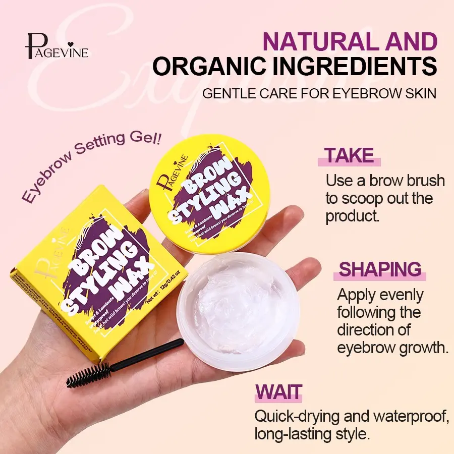 Page Vine Brow Wax Soap, Clear Transparent Long-Lasting Natural Eyebrow Shaping, Includes Brush, Ideal for Smooth and Defined Brows