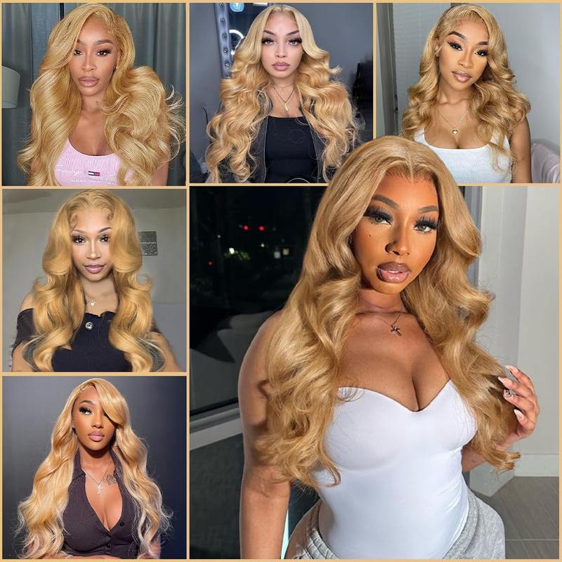 27# Honey Blonde Lace Front Human Hair Wigs 13X6 HD Pre Plucked Lace Frontal Human Hair Wigs Natural Hairline For Women