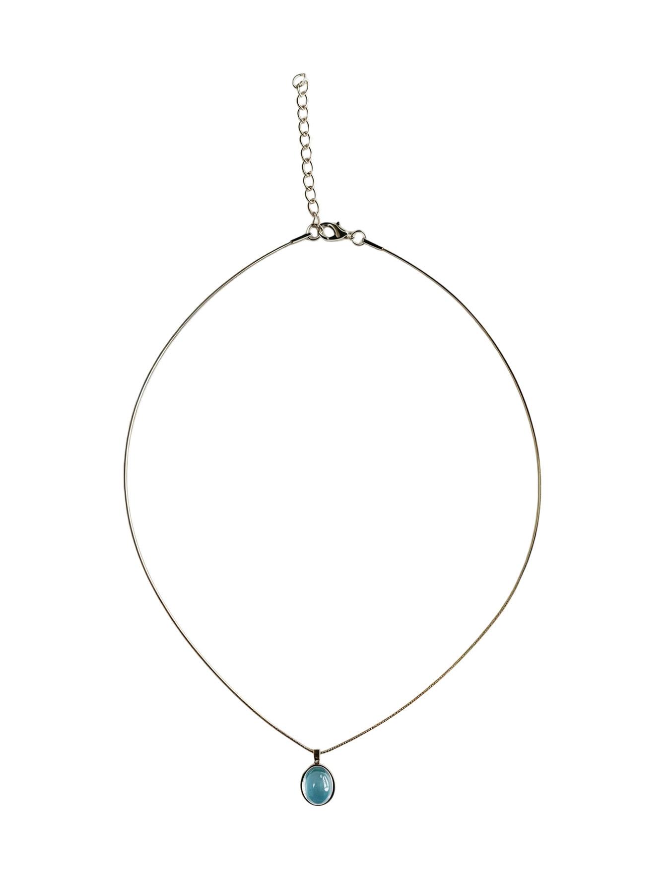 Elegant Sea Blue Necklace for Women, Geometric Oval Design, Luxury Fashion Accessory, Perfect for Daily Wear and Dates