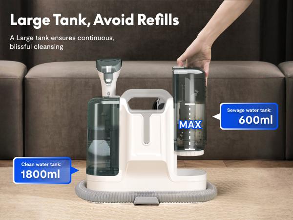 【TikTokShopBlackFriday】FlexiSpot K1 400W-12KPa Smart Portable Spot Cleaner, Handheld Carpet and Upholstery Cleaner with 6 Brushes, Large 61oz Tank, Spray & Suction Integration for Home, Sofa, Hard Floor, Car Interior, and Pet Stains