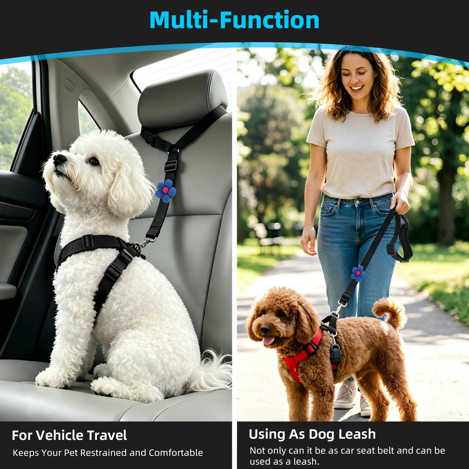 Car Seat Belt Dog Leash, Length Adjustable Pet Safety Leash, Car Safety Leash, Dog Traction Rope, Car Interior Accessories