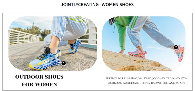 JointlyCreating Womens Walking Running Shoes Athletic Blade Non Slip Tennis Fashion Sneakers Knitted Mesh Upper Hollow Sole Support Sports Trainers