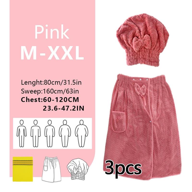 3-Piece Bathrobe Set, 1 bath wrap +1 hair towel+1 Exfoliating Gloves, Adjustable Fit M-Xxxxl, Thickened Design, Ideal for Home, Travel, Sauna, Spa 3-Piece Bathrobe Set, 1 bath wrap +1 hair towel+1 Exfoliating Gloves, Adjustable Fit M-Xxxxl, Thickened Design, Ideal for Home, Travel, Sauna, Spa