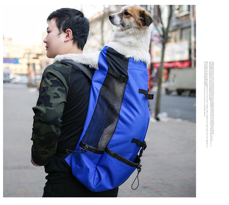 Breathable Polyester Dog Backpack Carrier, Washable Pet Rucksack for Outdoor Cycling and Hiking, Hands-Free Kitten Head-Out Pouch for Shopping and Travel, Available in Red and Blue