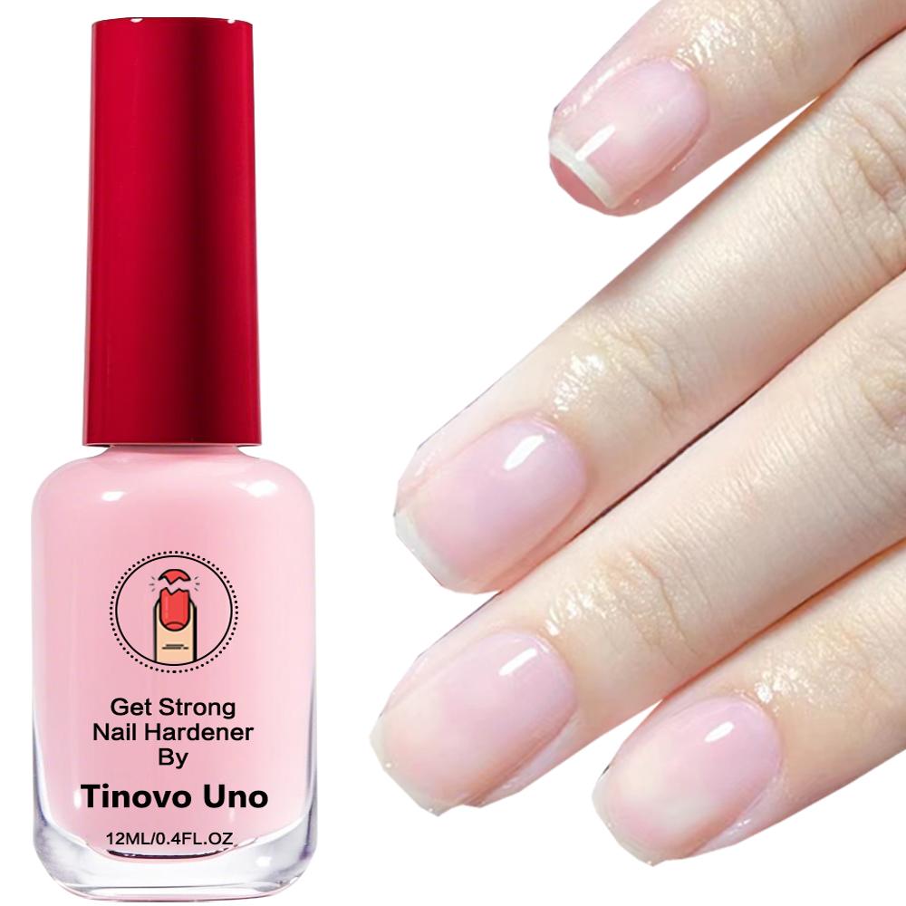 Tinovo Uno New Arrival Get Strong Nail Hardener, Alcohol-Free Keratin Formula, Natural Fast-Drying, Long-Lasting Shine,  Protect Break & Chip Nails, Natural Healty Pink Nail Strengthener, Nail Strengthening Serum Nail polish