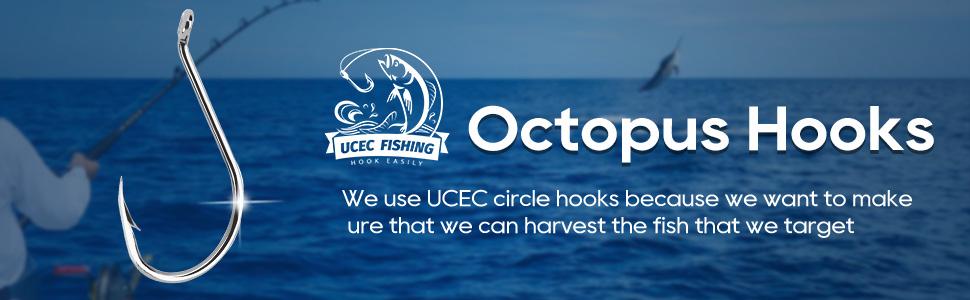 UCEC Fishing Octopus Hooks Saltwater Freshwater, Small Fishing Hooks ...