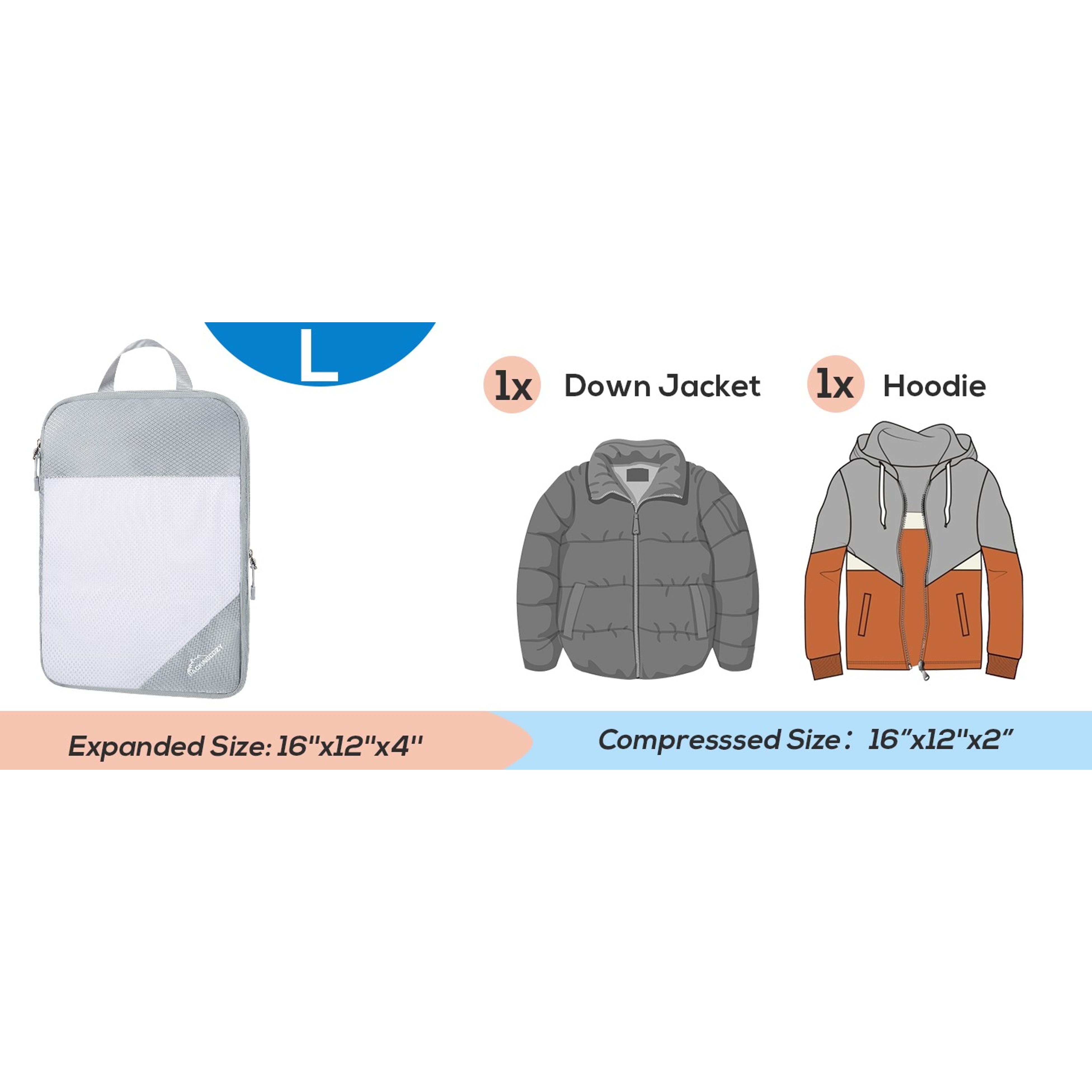 Compression Packing Cubes, 8 Set Lightweight Travel Compression Organizer for Carry On and Suitcases, Black and GreyGift