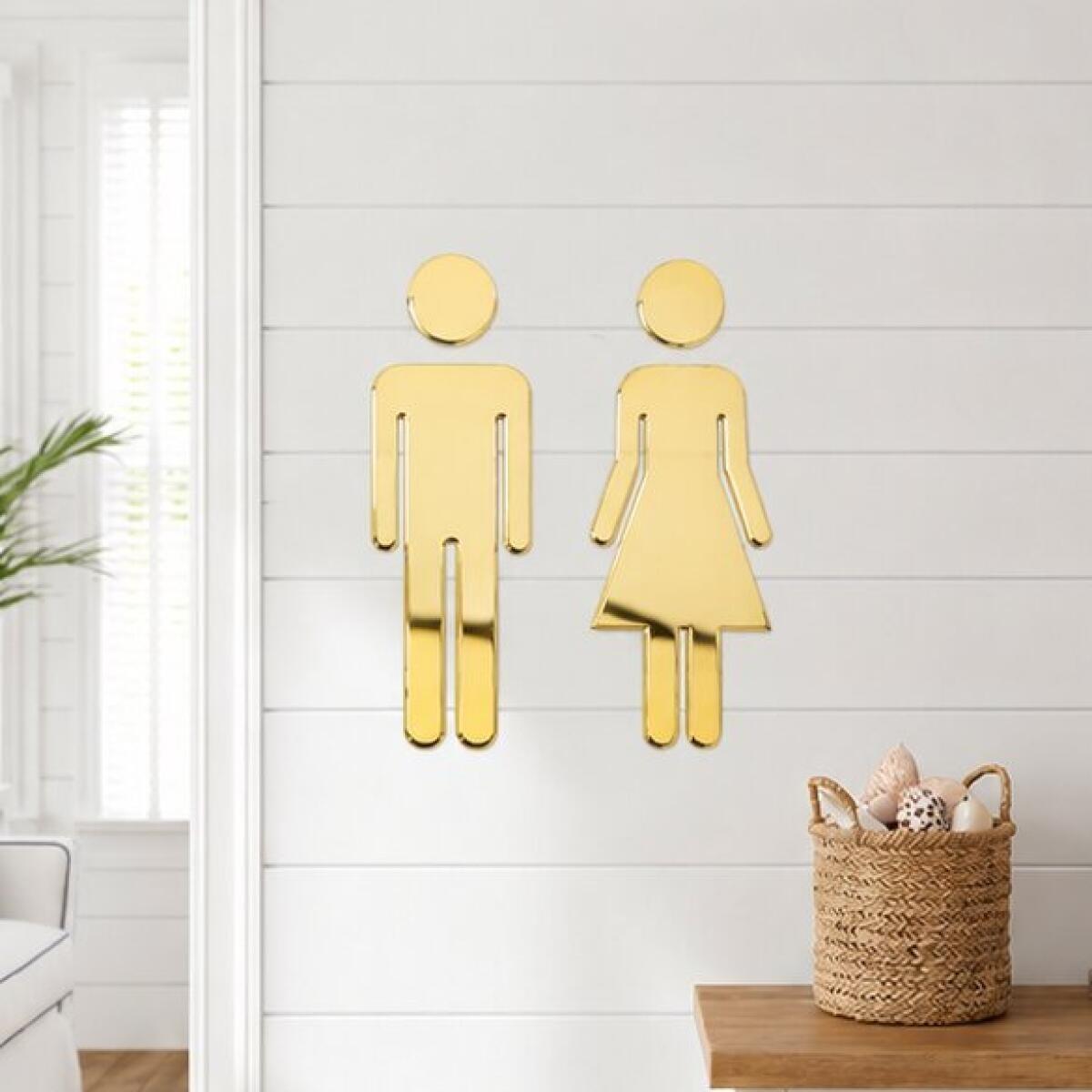 20sets Acrylic Mirror Wall Stickers, Men Women Restroom Signage, Toilet Guide Signs, Public Bathroom Indicator Decals for Hotel Restaurant Dorm, Home Wall Decor, Decorative