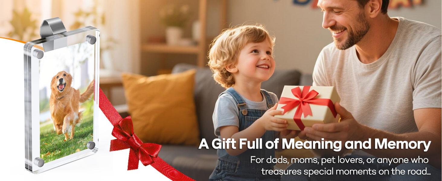 2Pcs Car Visor Photo Clip, 3"x 3.5" Magnetic Square Picture Frame for Car Sun Visor – Clear Acrylic Display for Family or Pet Photos, Easy Clip-On Photo Holder for Car Interior, Auto Accessories Gift for Drivers Mother's Day,Father's Day