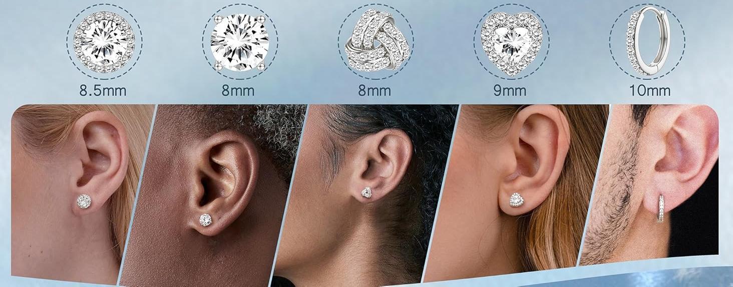 YADOCA 925 Sterling Silver Earrings for Women Men Brilliant Simulated Diamond Earrings Set Cubic Zirconia Stud Earrings 14K Plated White Gold Earrings Hoop Huggie Hypoallergenic Earrings Silver/Gold YADOCA 925 Sterling Silver Earrings for Women Men Brilliant Simulated Diamond Earrings Set Cubic Zirconia Stud Earrings 14K Plated White Gold Earrings Hoop Huggie Hypoallergenic Earrings Silver/Gold