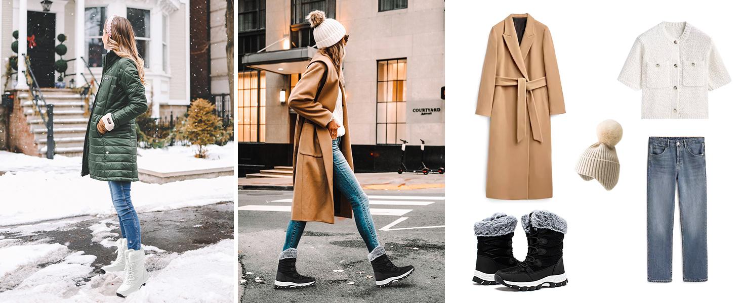 HOBIBEAR New Women's Waterproof Winter Snow Boots Lightweight Warm Faux Fur Lined Mid-Calf Booties