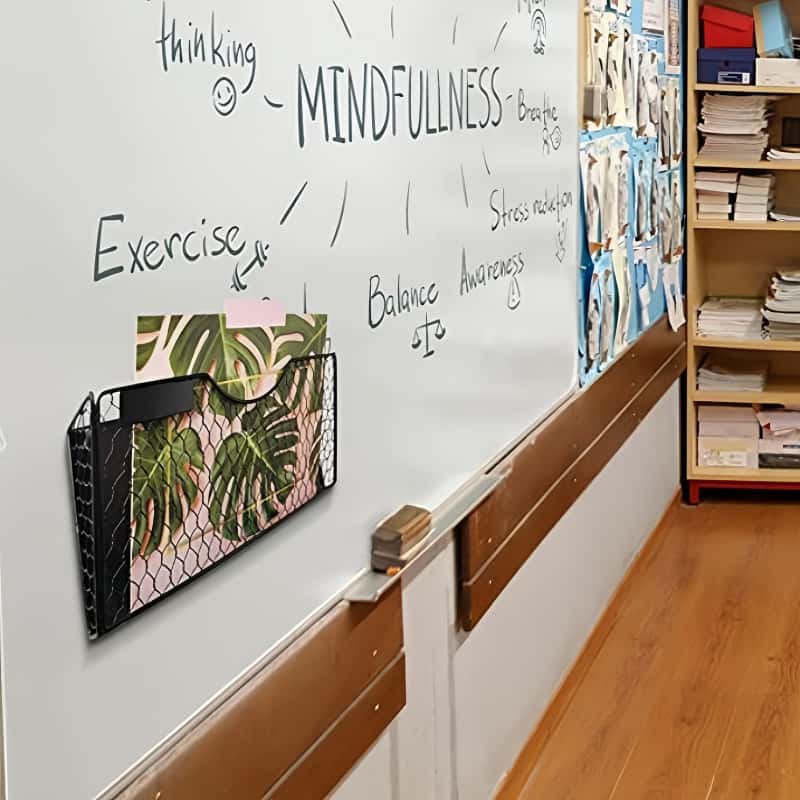 Magnetic File Holder, Pocket Magnetic File Organizer, No Drilling Magnet Paper, Mail Sorter, Magazine Basket, Fridge Cabinet, Office Classroom Wall Storage Rack, Office Desk Accessories